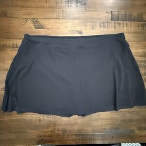 Women's Black Cotton, Polyester Skirt Solid 3X Modest attached Shorts Lands End